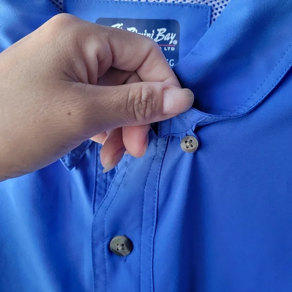 Bimini Bay Outfitters Blue Short Sleeve Fishing Shirt XL Sport Outdoors Collard - Picture 11 of 12